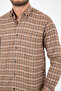 Men's Cinnamon Color Winter Shirt with Checkered Pockets, Collar Buttons, Classic Cut