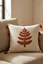 Buldan İşi Tree Patterned Punch Embroidered Tasseled Cotton Throw Pillow Cover 43X43 cm