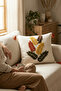 Buldan Handwork Floral Pattern Red Tassel Cotton Punch Embroidery Throw Pillow Cover 42X42Cm - 4