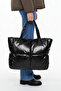Black Quilted Inflatable Pouf Women's Shoulder Bag - 5