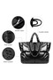 Black Quilted Inflatable Pouf Women's Shoulder Bag - 7