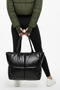 Black Quilted Inflatable Pouf Women's Shoulder Bag - 6