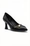 Buckle Detailed Women's Black Patent Leather Pointed Toe Heeled Shoes - 6