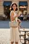 Women's Mink Lock Detailed Mini Shoulder & Hand Bag Zippered Single Compartment Long Strap 20X15X10 cm - 2
