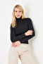 Women's Ultra Soft Turtleneck Long Sleeve Blouse Black - 3