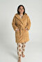 Hooded Wellsoft Dressing Gown & Plush Bathrobe - Soft, Fleece Unisex Dressing Gown-Caramel