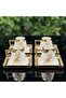 Special Handmade Set of 6 Porcelain Gold Coffee Cups with Pearl Stone Flower Brooches - 2