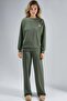 Embroidered Crew Neck Sweatshirt and Straight-Leg Trousers Two-Piece Set Bersan Collection - 7