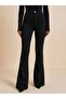 Black Button Detail High-Waist Flared Interlock Knit Leggings Pants - 5