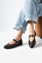 Brown Capsule Detail Elastic Buckle Ballerina Casual Shoes