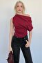 Burgundy One-Shoulder Modern Cut Stylish Women's Blouse Mg2669 - 5