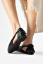 Black Leather Open-Side Sandals - 7