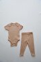 Heart Embroidered Corded Fabric Short Sleeve Bodysuit Leggings Set - 8
