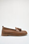 Iverora Brown Women's Tasseled Daily Round Toe Leather Ballet Flats - 2