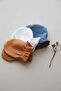 3-Piece Indigo-Cream Cinnamon Color Newborn Gloves Set Model 4 - 6
