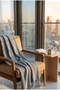 Petrol Blue Sofa Shawl / TV Cover / Throw 130x170 Cm (Fringe Included)