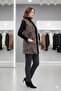 Women's Black-Brown-Stone Beard Pattern Knitwear Vest with Pockets - 2