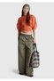 Women's Khaki 100% Cotton Elastic Waist Wide Leg Trousers - 5