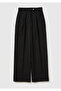 Women's Black Viscose Blend Pocketed Front Zipper Trousers - 2
