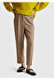 Women's Khaki Viscose Blend Zippered Back Waistband Elasticated Trousers