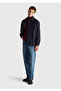 Men's Black Wool and Viscose Blend Buttoned Shirt with Pocket Detail - 5