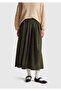 Women's dark green 100% viscose all-over patterned pleated midi skirt