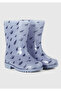 Boy's Blue Rain Printed Rubber Rain Boots - 3