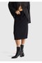 Women's Black Cotton and Wool Blend Ribbed Detailed Lace-Up Knitted Skirt