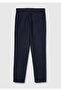 Men's Navy Blue 100% Cotton Buttoned Waist Trousers - 4
