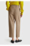 Women's Khaki Viscose Blend Zippered Back Waistband Elasticated Trousers - 3