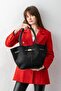 Meet Terra Black Suede Look Large Volume Women's Shoulder Bag with Lock Accessory - 6
