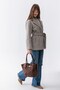 Meet Terra Bitter Brown Suede Look Large Volume Women's Shoulder Bag with Lock Accessory - 7