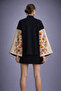 Printed Black Kimono Jacket – Wide Sleeve Ethnic Patterned Special Design Women's Jacket - 4