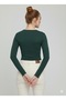 Women's Crew Neck Long Sleeve Green Long Viscose Blouse - 4