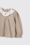 Baby Girl Embroidered Muslin Beige Blouse - 3