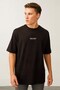 Men's Oversized T-Shirt Chmp Studios Printed Black – Crew Neck, 100% Cotton Compact Single Jersey 24/1