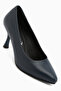 Kiara Genuine Leather Navy Blue Women's Heeled Shoes Stiletto