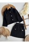 Girl's Black Two-Piece Stylish Suit with Woven Skirt, Perfect Fit. - 4