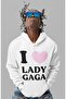 I Love Lady Gaga Written Unisex Oversized Singer Hoodie - 2