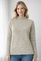 Black Tricot Sweater with Standing Collar for Women