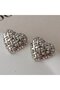 Silver Pearl Knitted Heart Earrings - Vintage Design Heart Earrings - 3