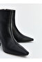 Black Pointed Toe Women's Heeled Boots - 3