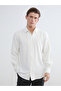 Giyçık Store Ecru Slim Fit Long Sleeve Men's Textured Shirt