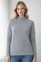 Black Tricot Sweater with Standing Collar for Women