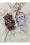 Handmade Candle Blowing Bear & Rabbit Figured Cake Decoration Set / Birthday Decoration - 2 Pcs - 2