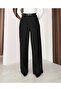Women's Buttoned Corduroy Palazzo Trousers with Belt Gift Black