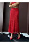 Red Sequined Long Skirt - High Waist, Stylish Evening Dress Combination |   F1977 - Red - 4