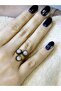 Natural Stone Moonstone 3-Piece Natural Stone Antique Model Women's Adjustable Ring Euy89Ay - 2