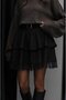 Black Layered Lace Detail Belted Skirt - 4