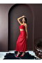 Red Sequined Long Skirt - High Waist, Stylish Evening Dress Combination |   F1977 - Red - 2